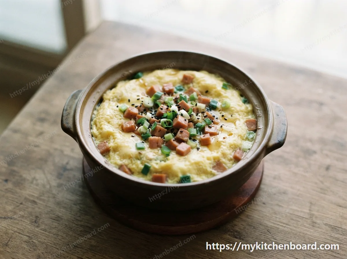 Microwave Spam and Milk Steamed Eggs
