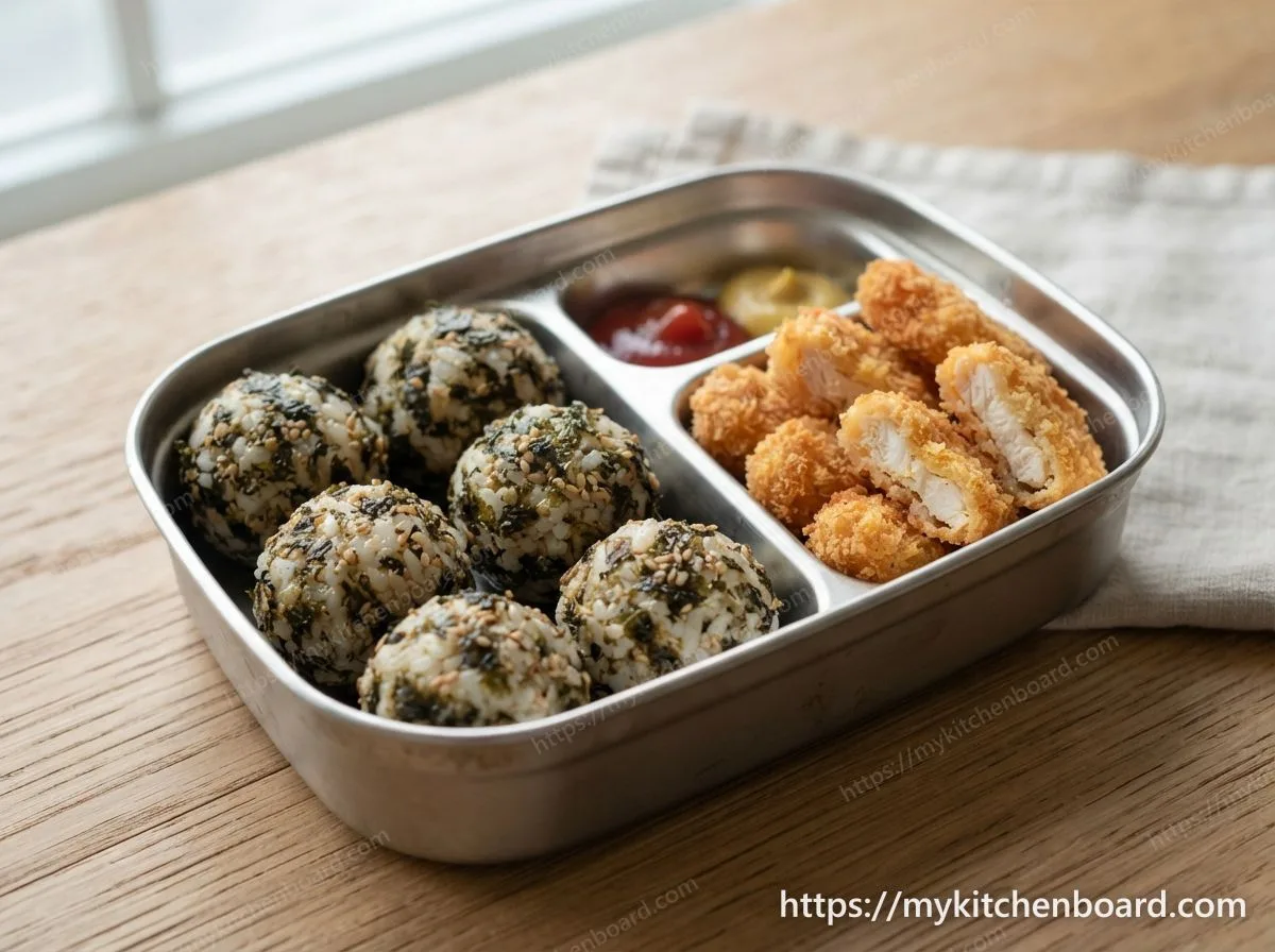 Minibolas de arroz y nuggets de pollo