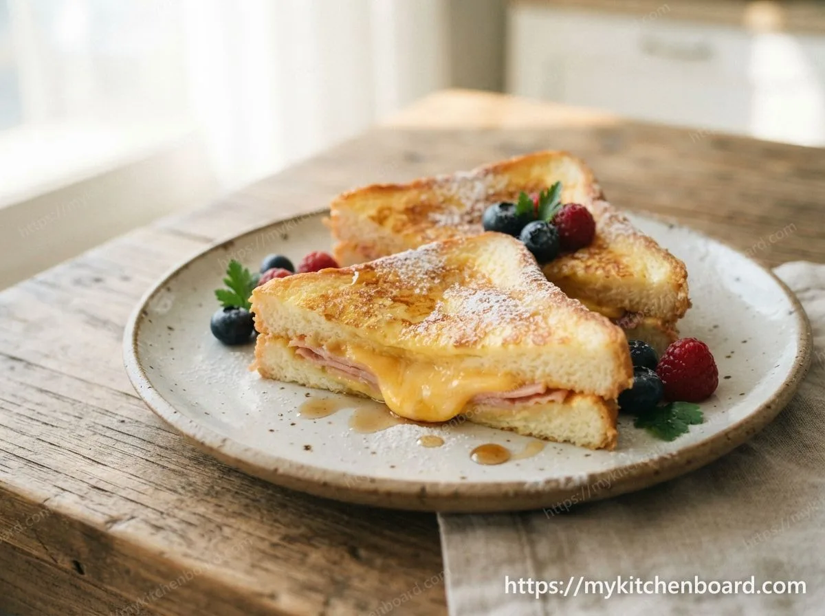 Pain perdu au jambon et au fromage