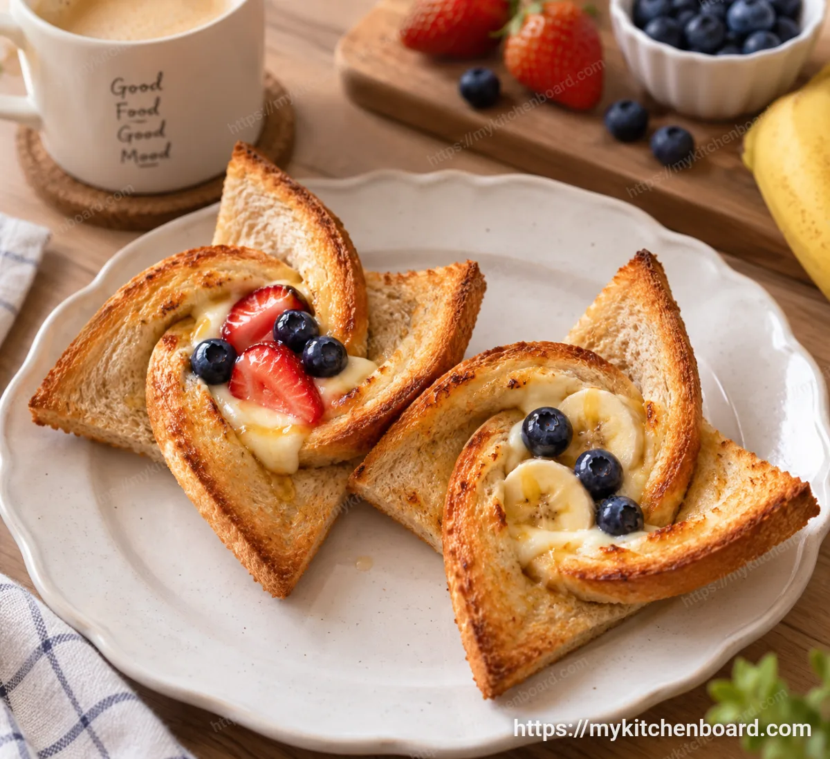 Cheese and Fruit Pinwheel Toast
